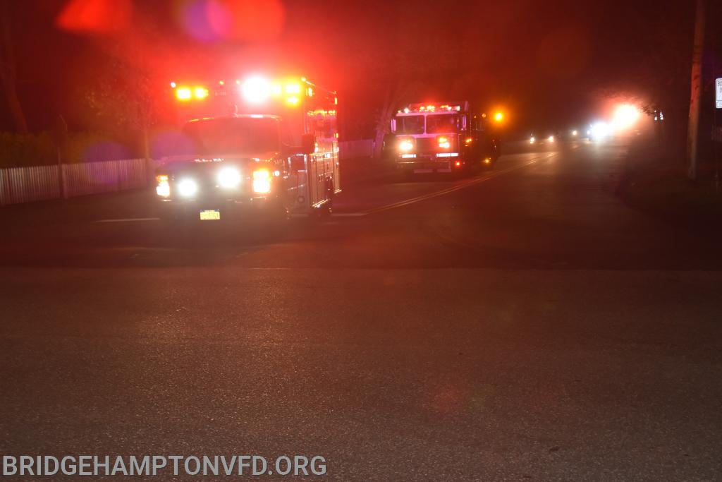 Bridgehampton High School seniors were escorted around town by Bridgehampton Fire Department. 